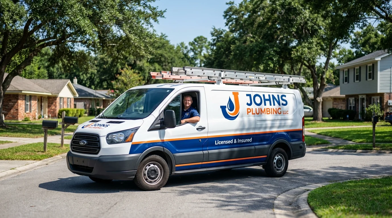 Johns Plumbing LLC service van in Glen Rock, NJ