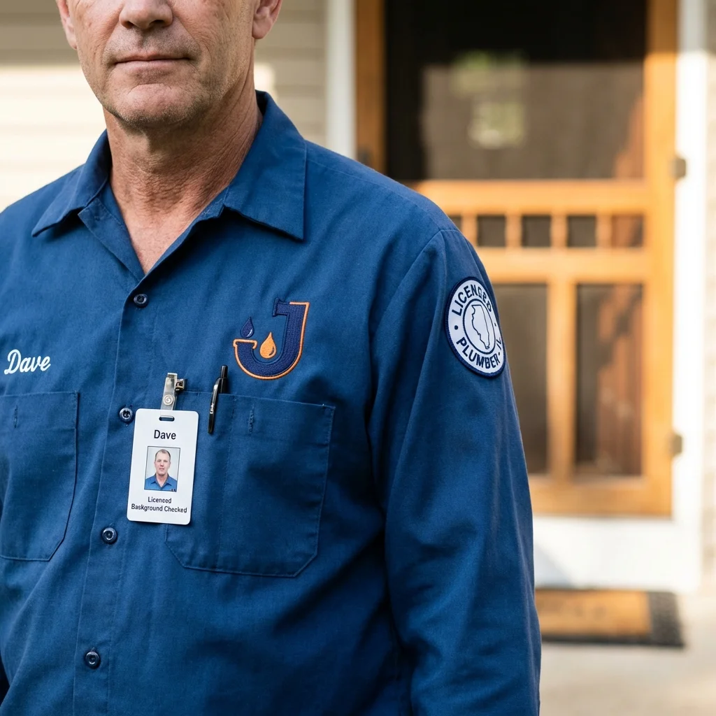 Licensed plumber showing ID badge in Glen Rock, NJ